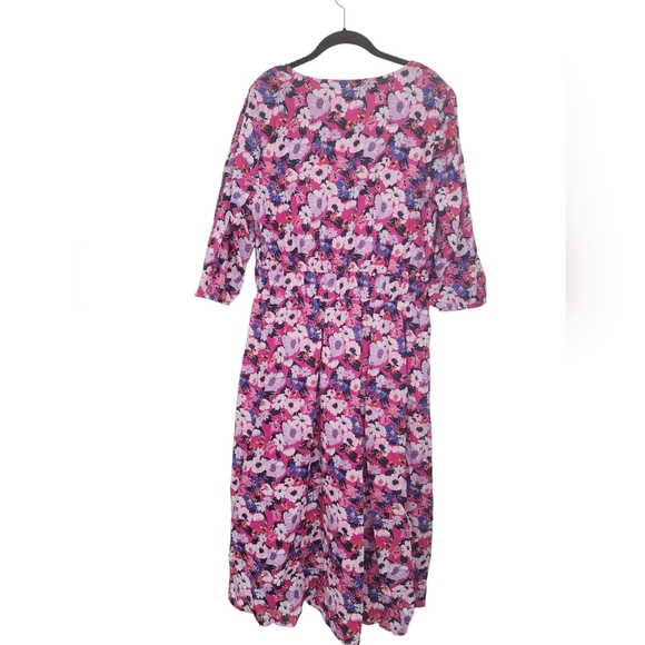 ON 34TH pink floral Trendy Plus Size Printed Blouson-Sleeve Cotton Midi Dress XL - Picture 6 of 9